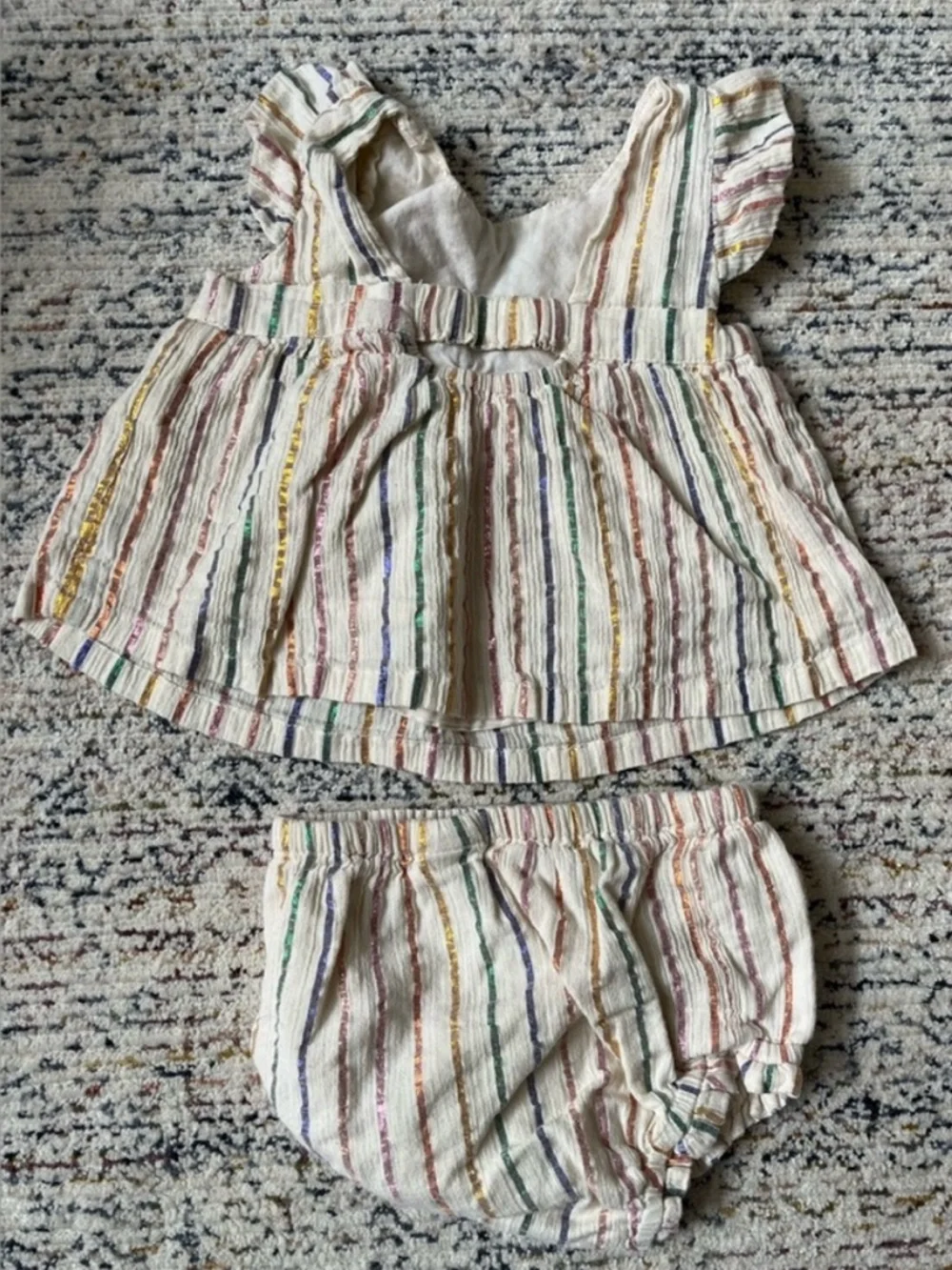 Baby GAP Shiny Rainbow Outfit Set In Multi Stripe 0-3 months